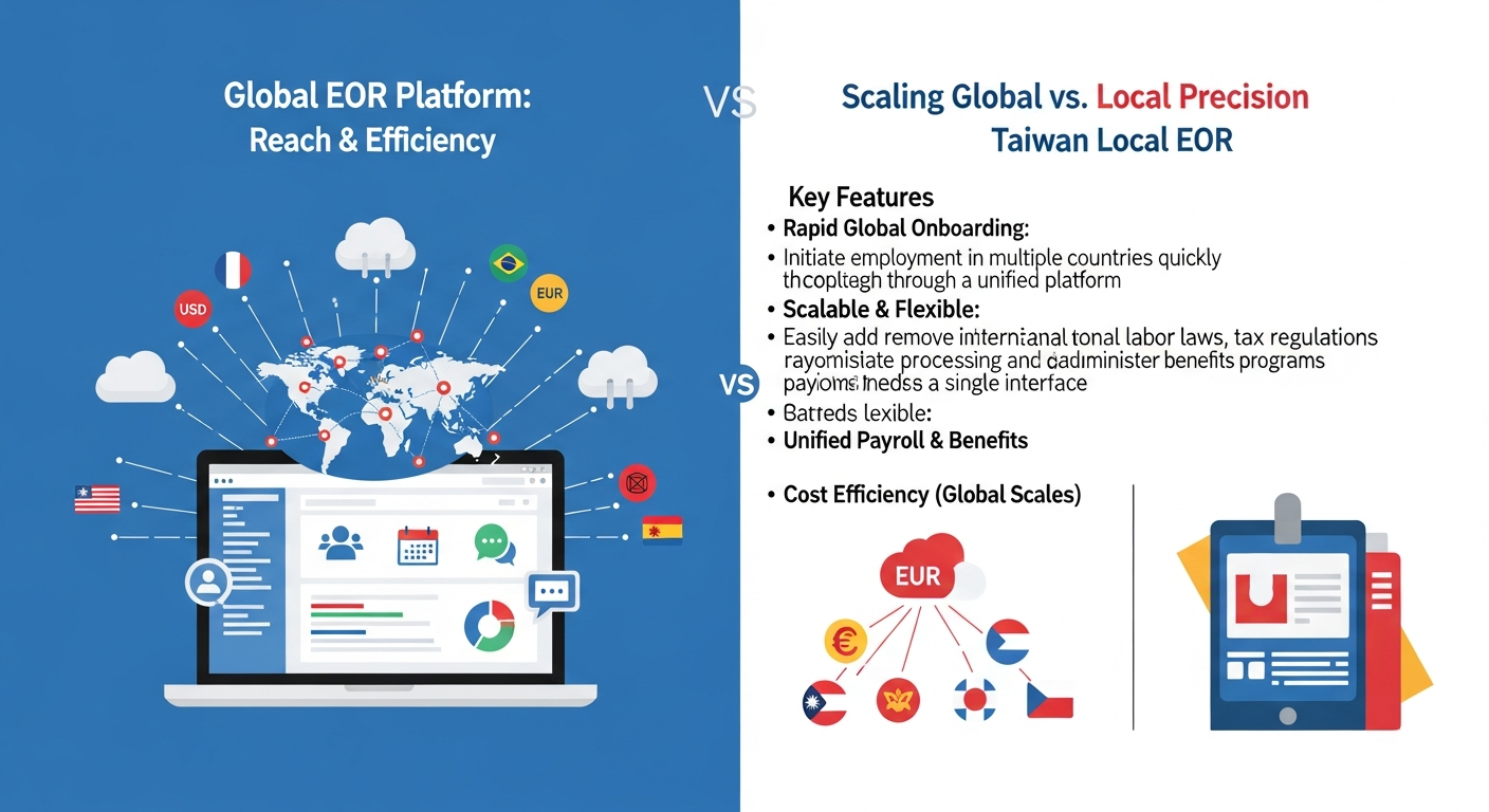 Comparison between global EOR platforms like Deel and Remote versus Taiwan-local EOR for embedded and automotive engineers